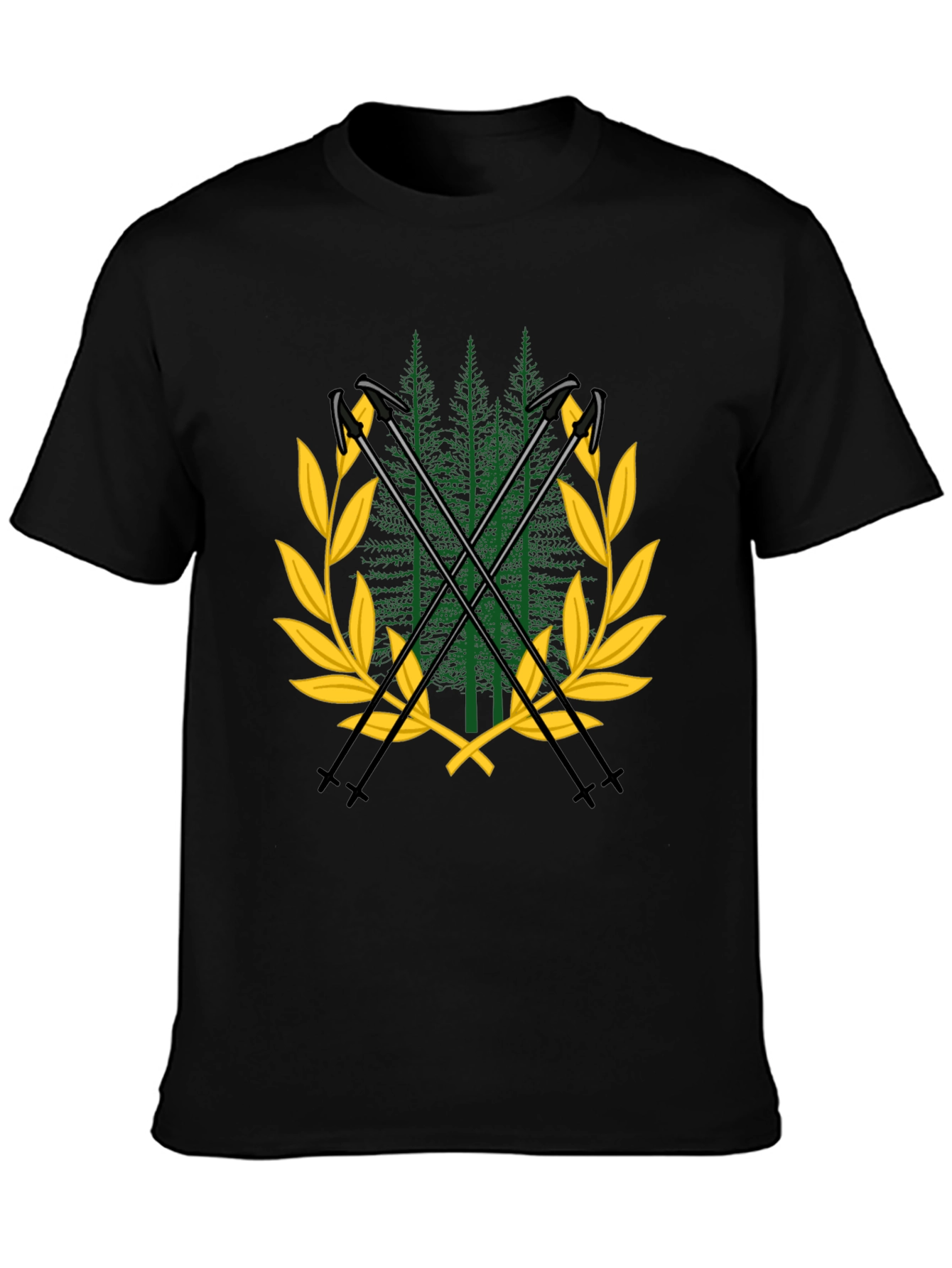 Ski Poles & Forest T-Shirt - Adventure Ready