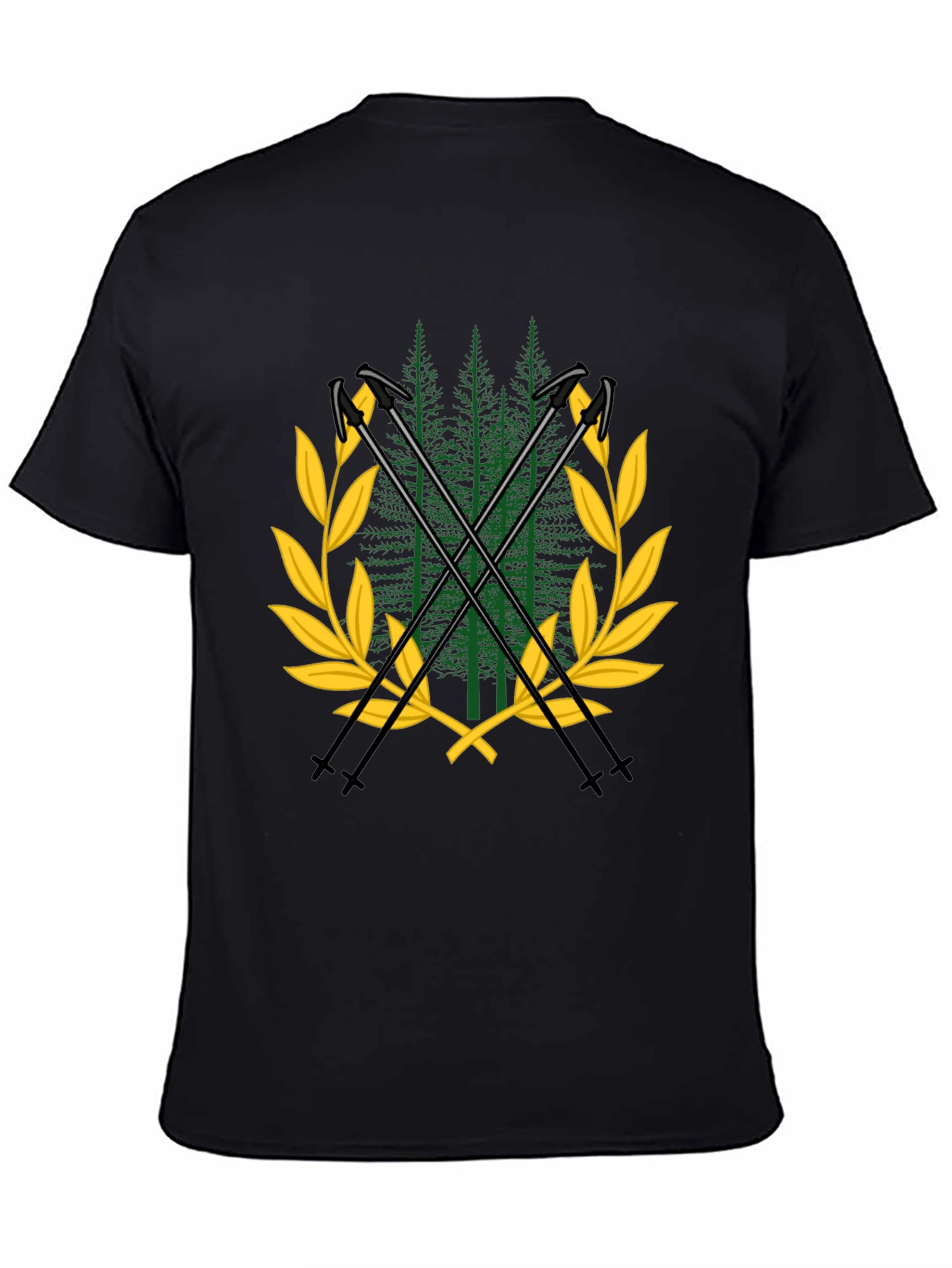 Ski Poles & Forest T-Shirt - Adventure Ready