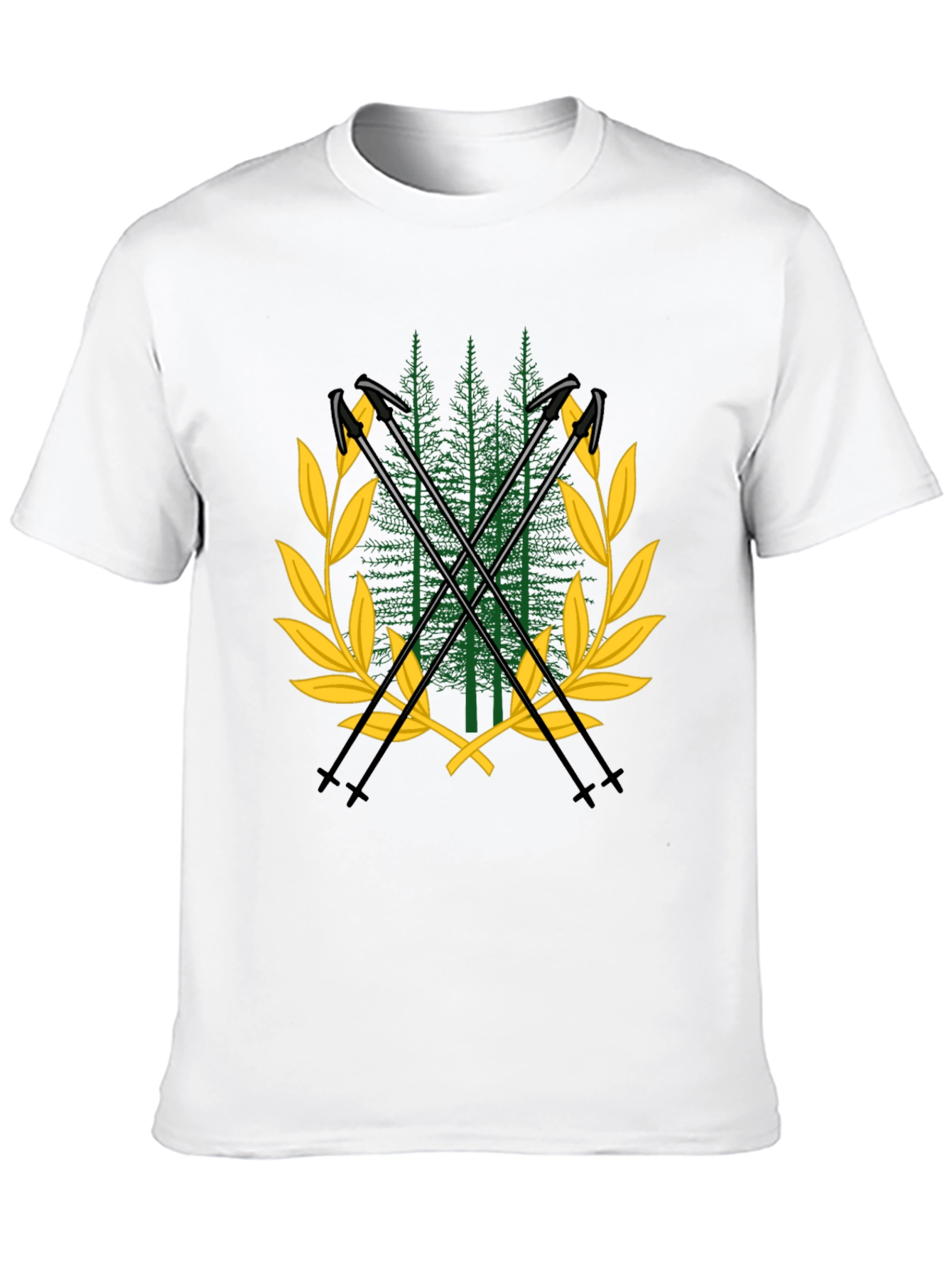 Ski Poles & Forest T-Shirt - Adventure Ready