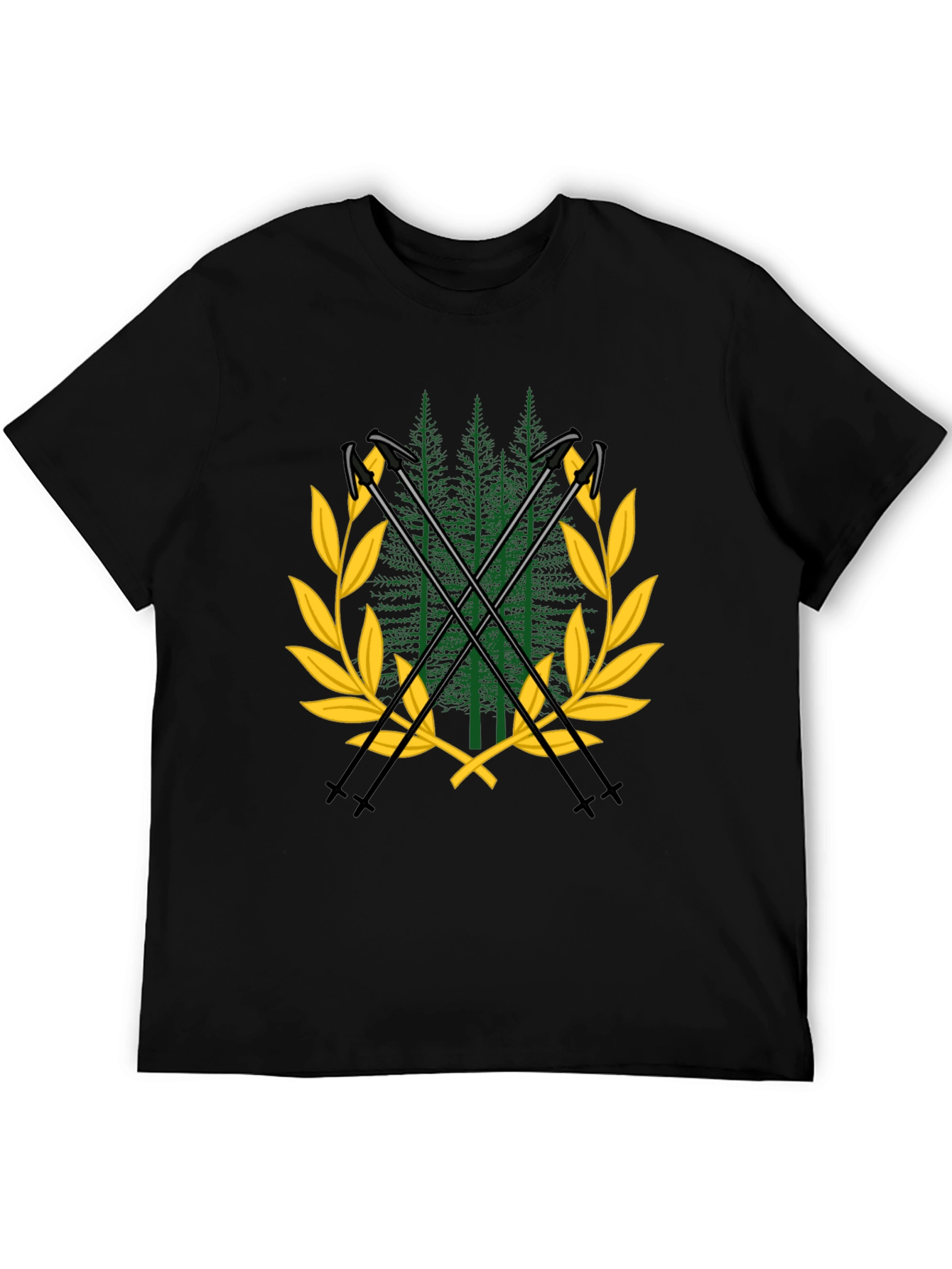 Ski Poles & Forest T-Shirt - Adventure Ready