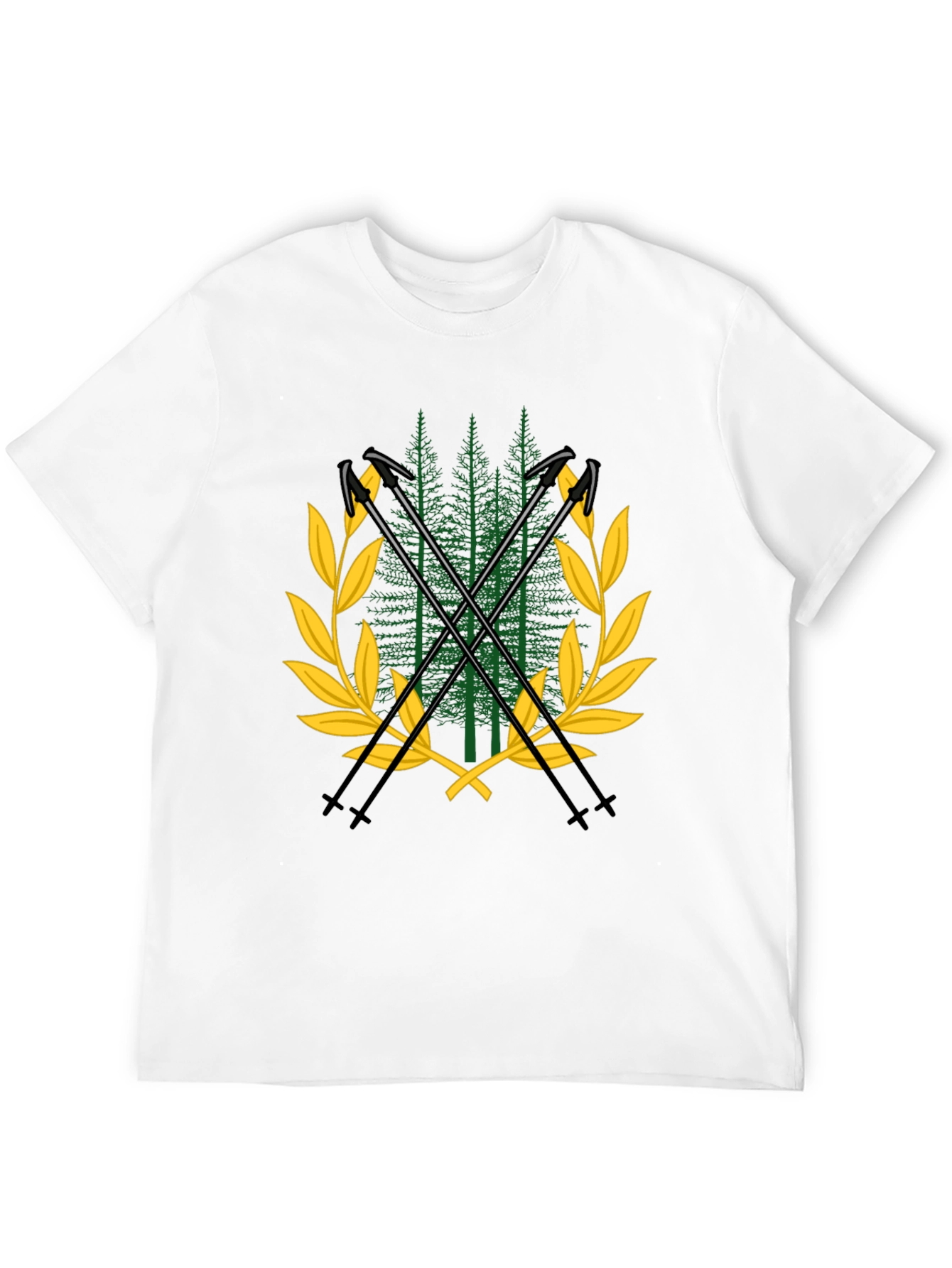 Ski Poles & Forest T-Shirt - Adventure Ready