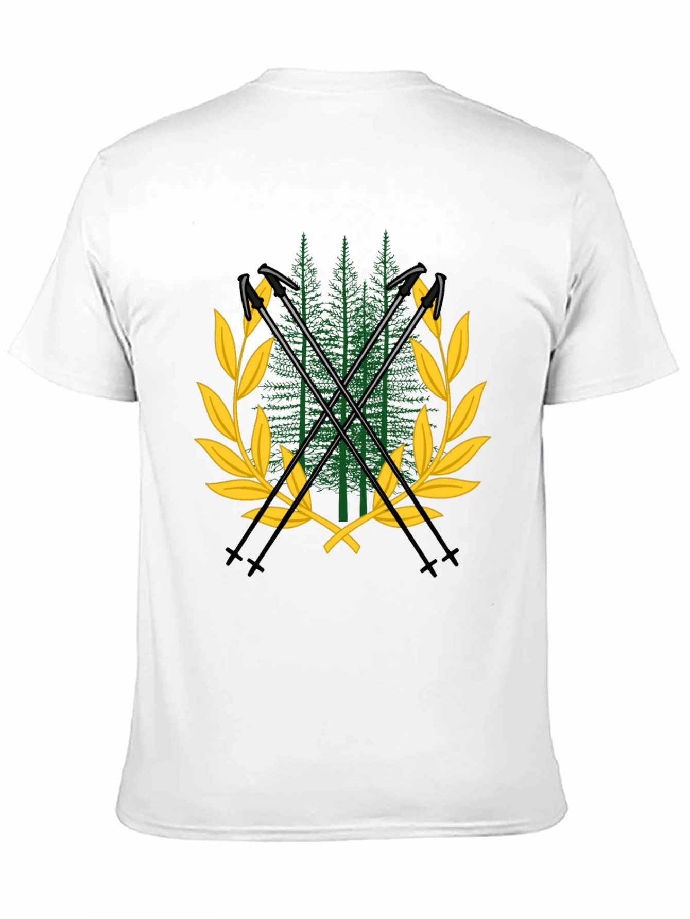 Ski Poles & Forest T-Shirt - Adventure Ready