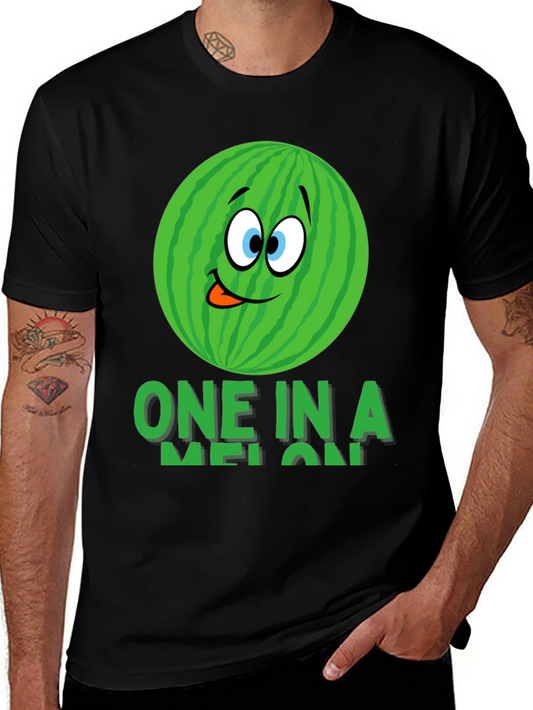 One In A Melon Cartoon Watermelon Graphic T-Shirt