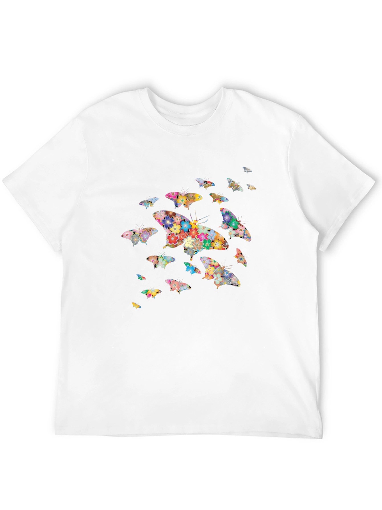 Butterfly Floral Print Black T-Shirt