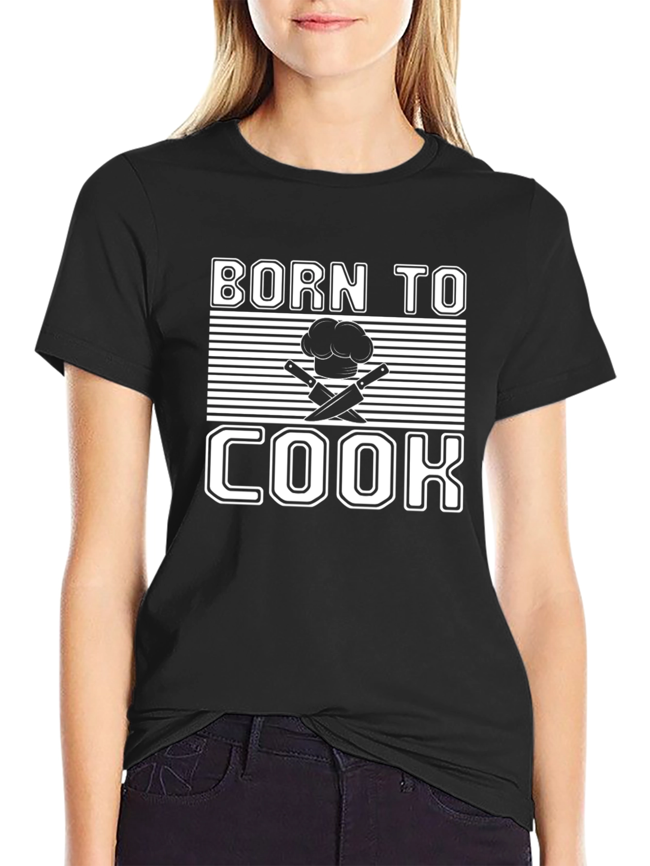 Born To Cook Black Graphic Tee