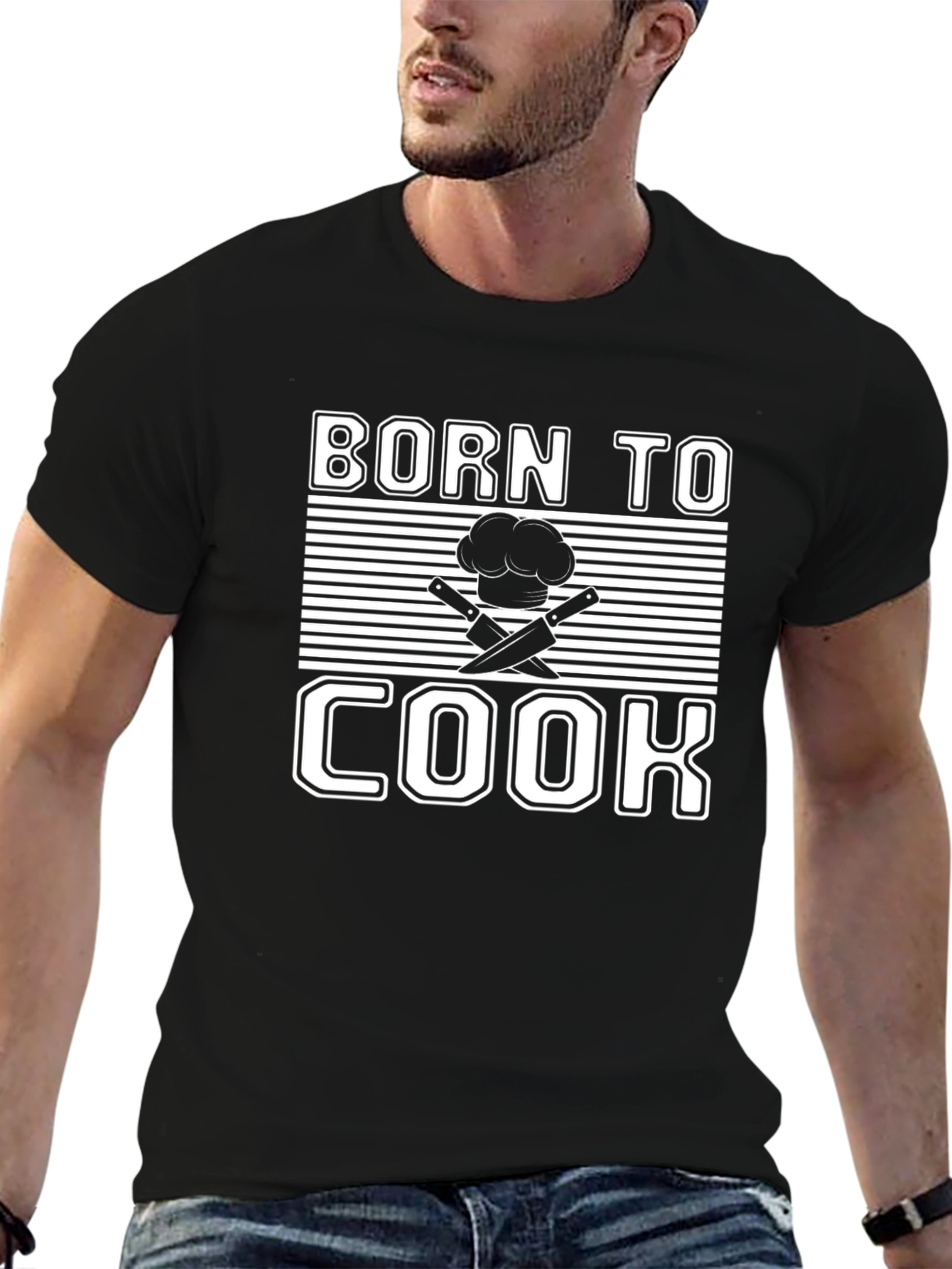 Born To Cook Black Graphic Tee