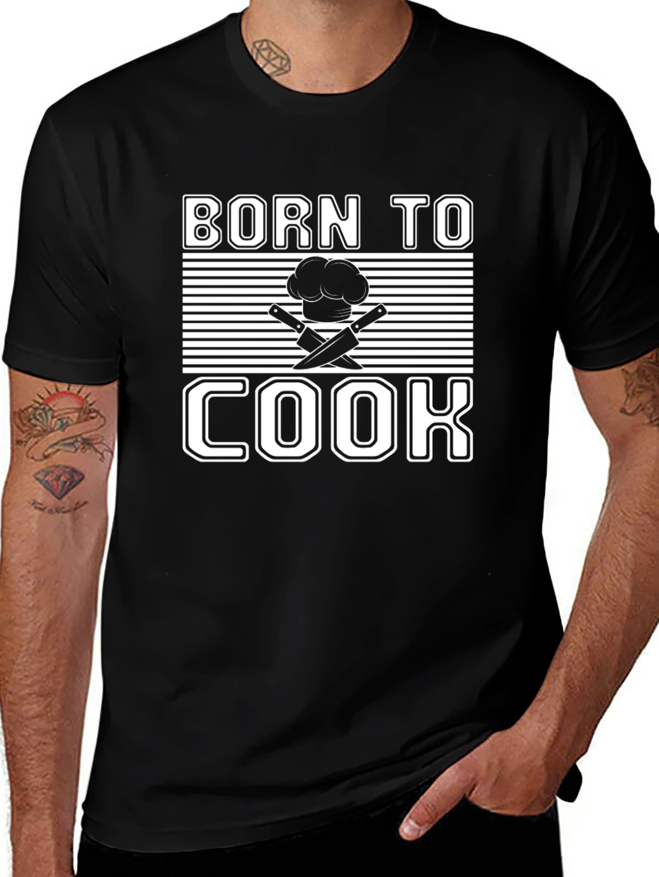 Born To Cook Black Graphic Tee