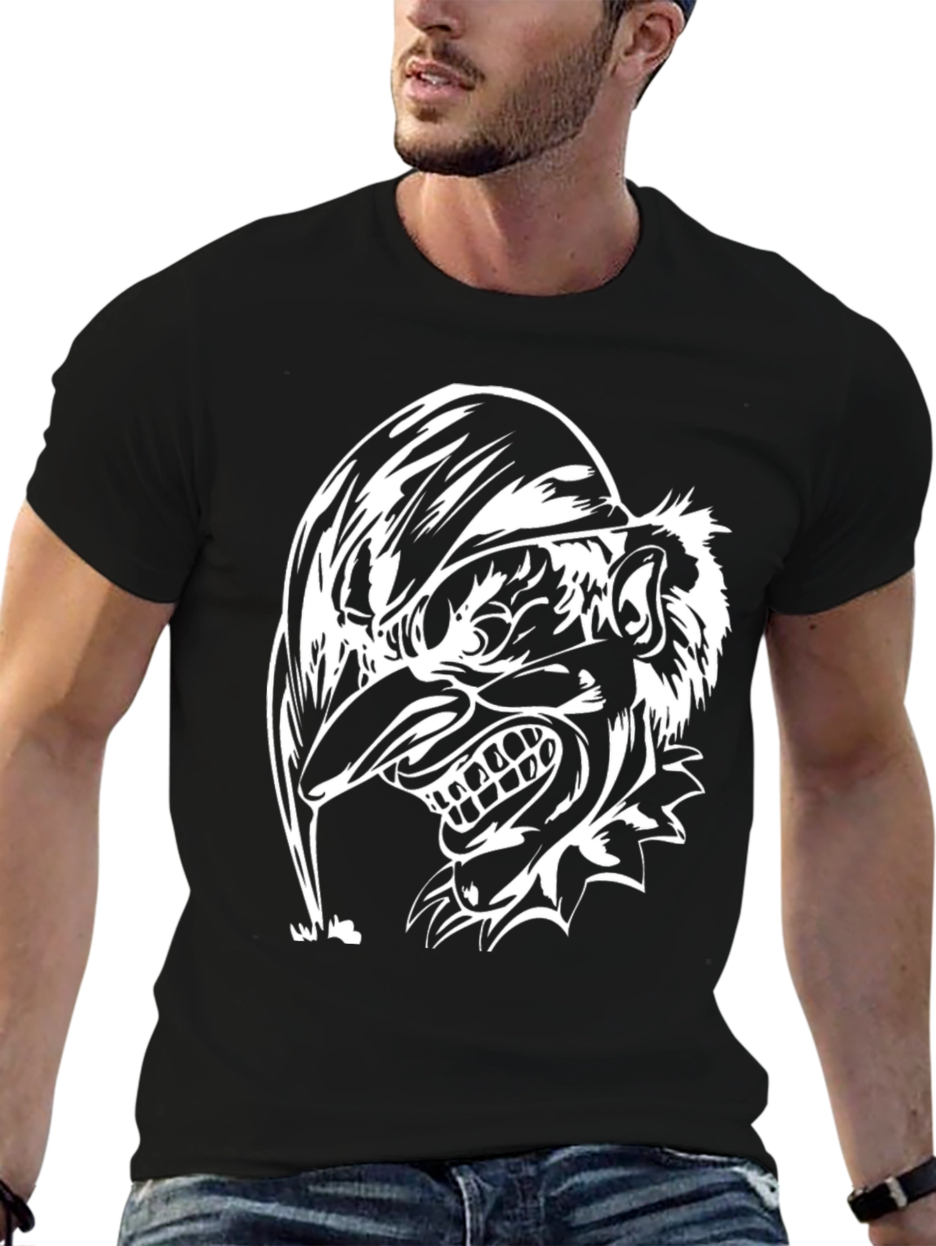 Mens Black T-Shirt - Jester Graphic Print
