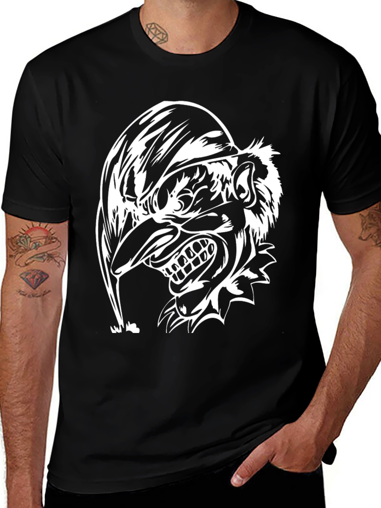 Mens Black T-Shirt - Jester Graphic Print