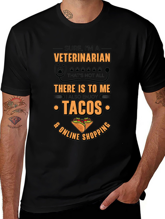 Veterinarian Tacos & Shopping Black T-Shirt
