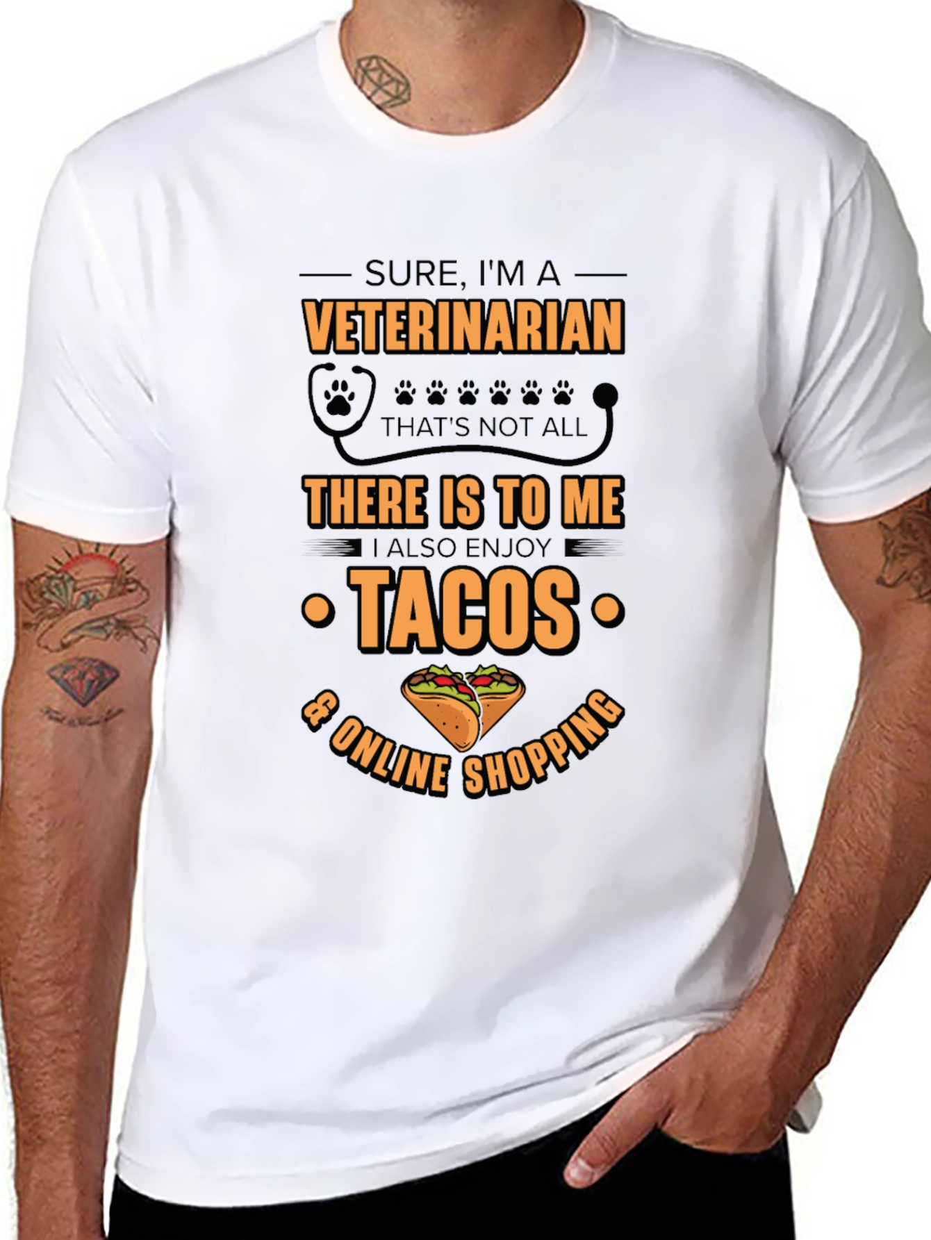 Veterinarian Tacos & Shopping Black T-Shirt