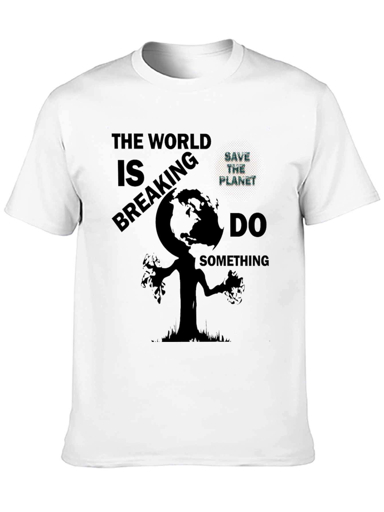 The World Is Breaking Mens Black Graphic Tee