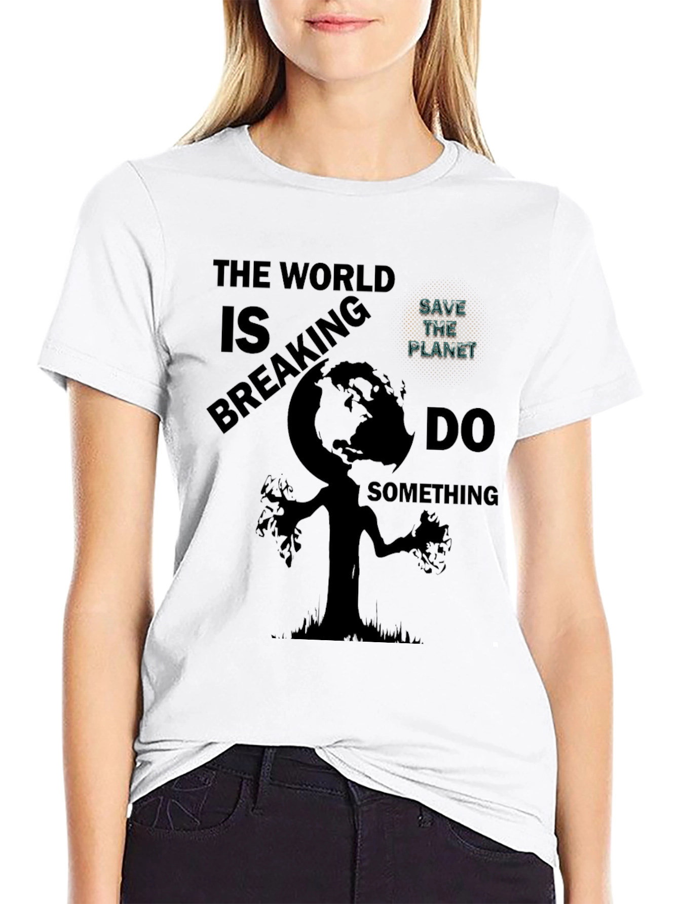 The World Is Breaking Mens Black Graphic Tee