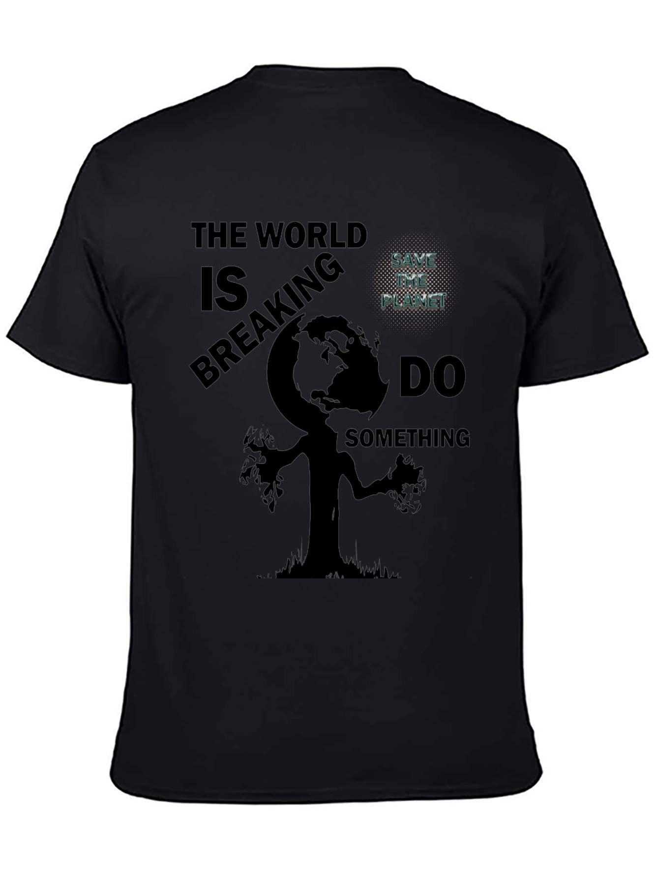 The World Is Breaking Mens Black Graphic Tee