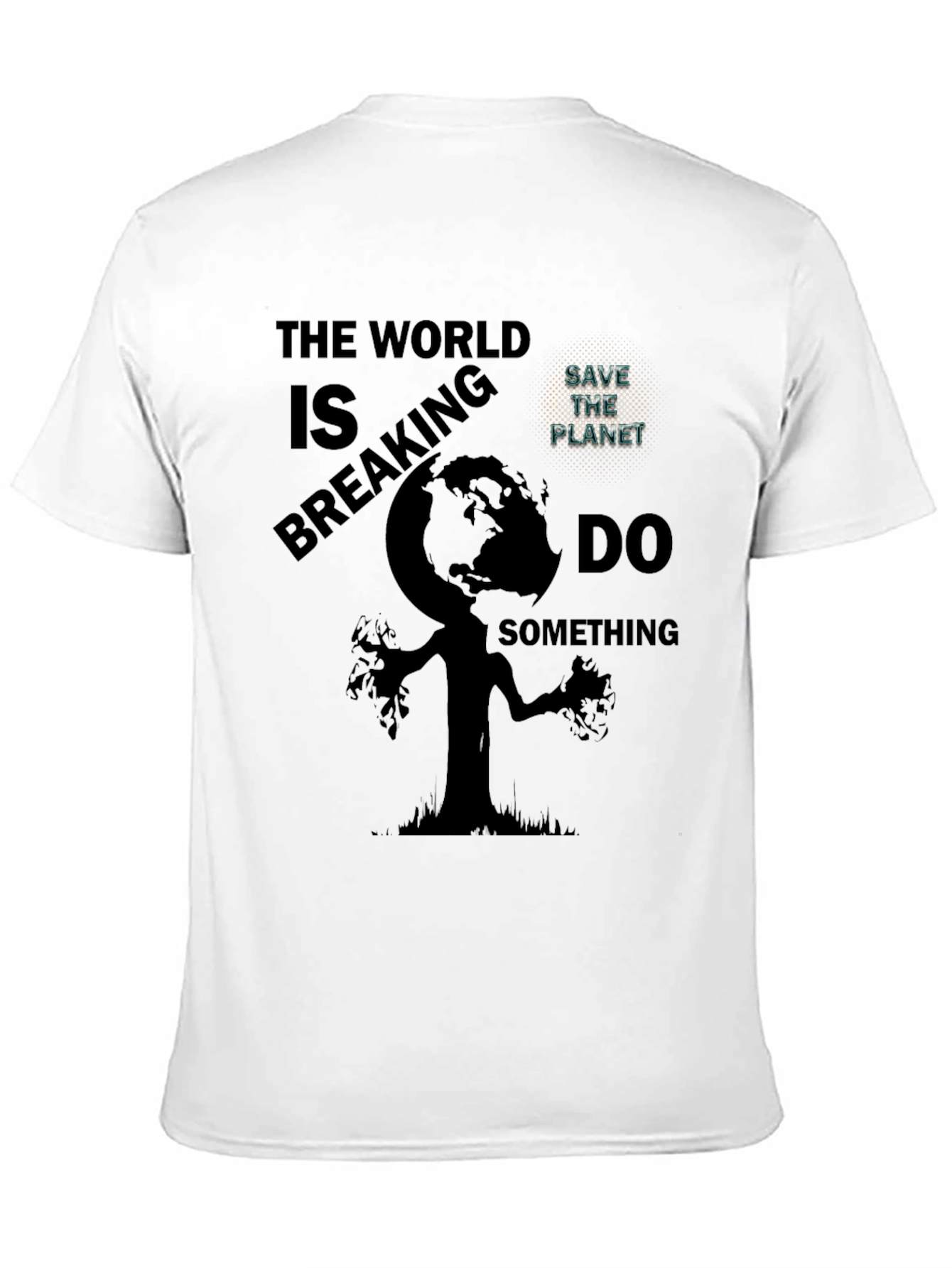 The World Is Breaking Mens Black Graphic Tee