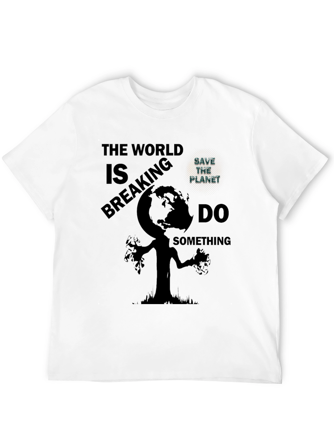 The World Is Breaking Mens Black Graphic Tee
