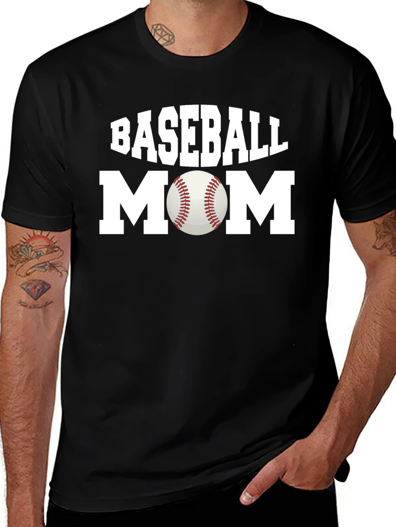Baseball Mom Graphic T-Shirt - Black