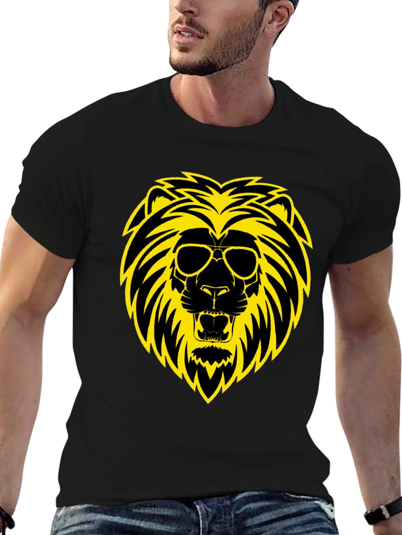 Cool Lion Graphic Tee - Black Cotton Shirt
