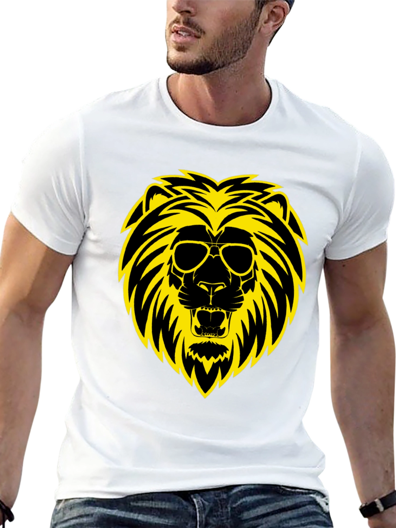 Cool Lion Graphic Tee - Black Cotton Shirt