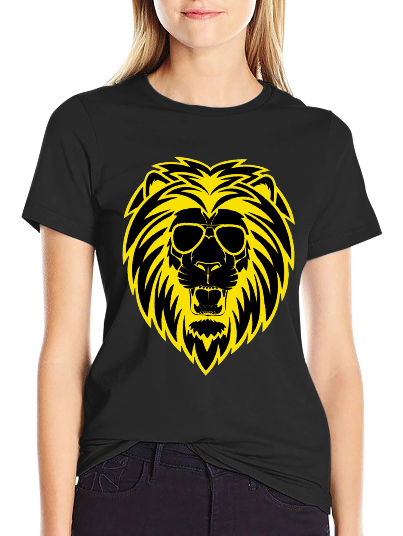Cool Lion Graphic Tee - Black Cotton Shirt