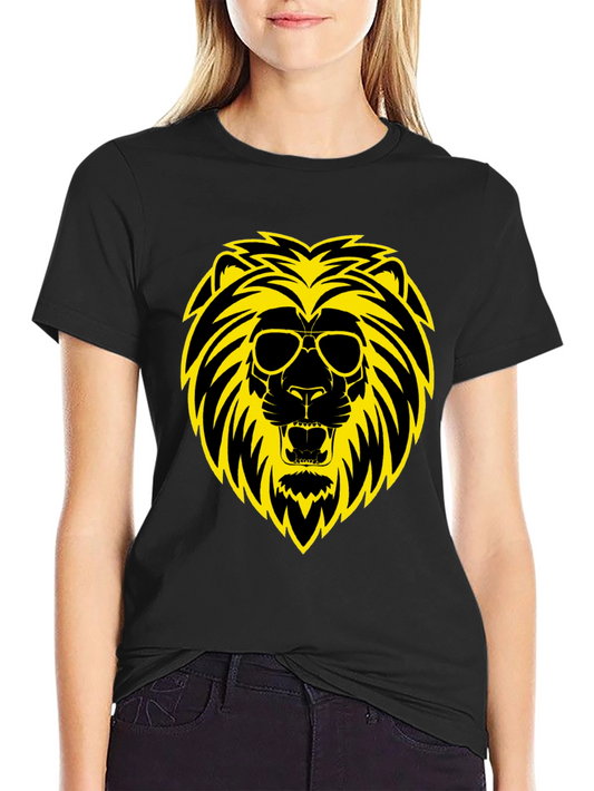 Cool Lion Graphic Tee - Black Cotton Shirt
