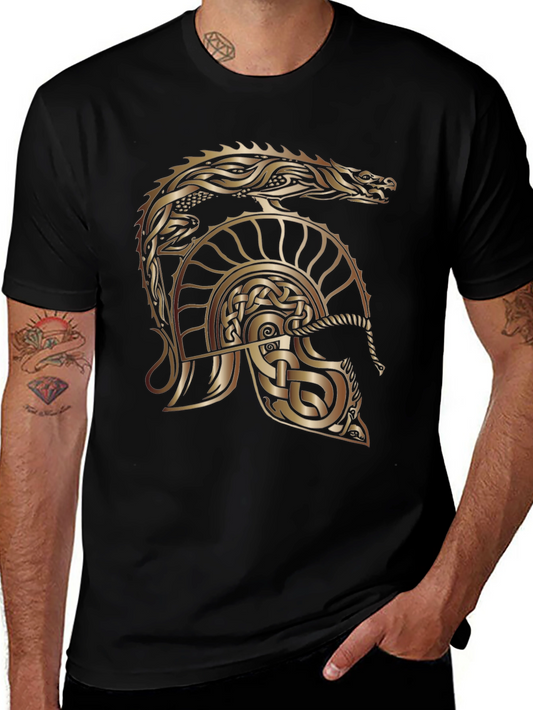 Dragon Helmet Graphic Tee - Black