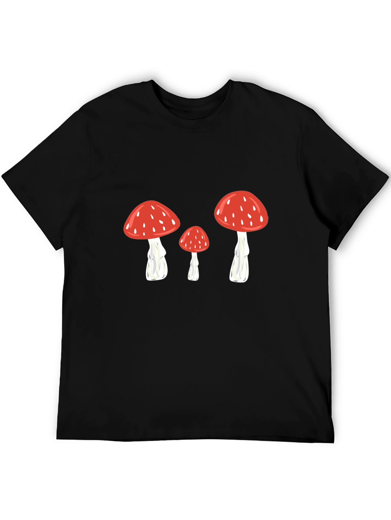 Mushroom Print Black T-Shirt