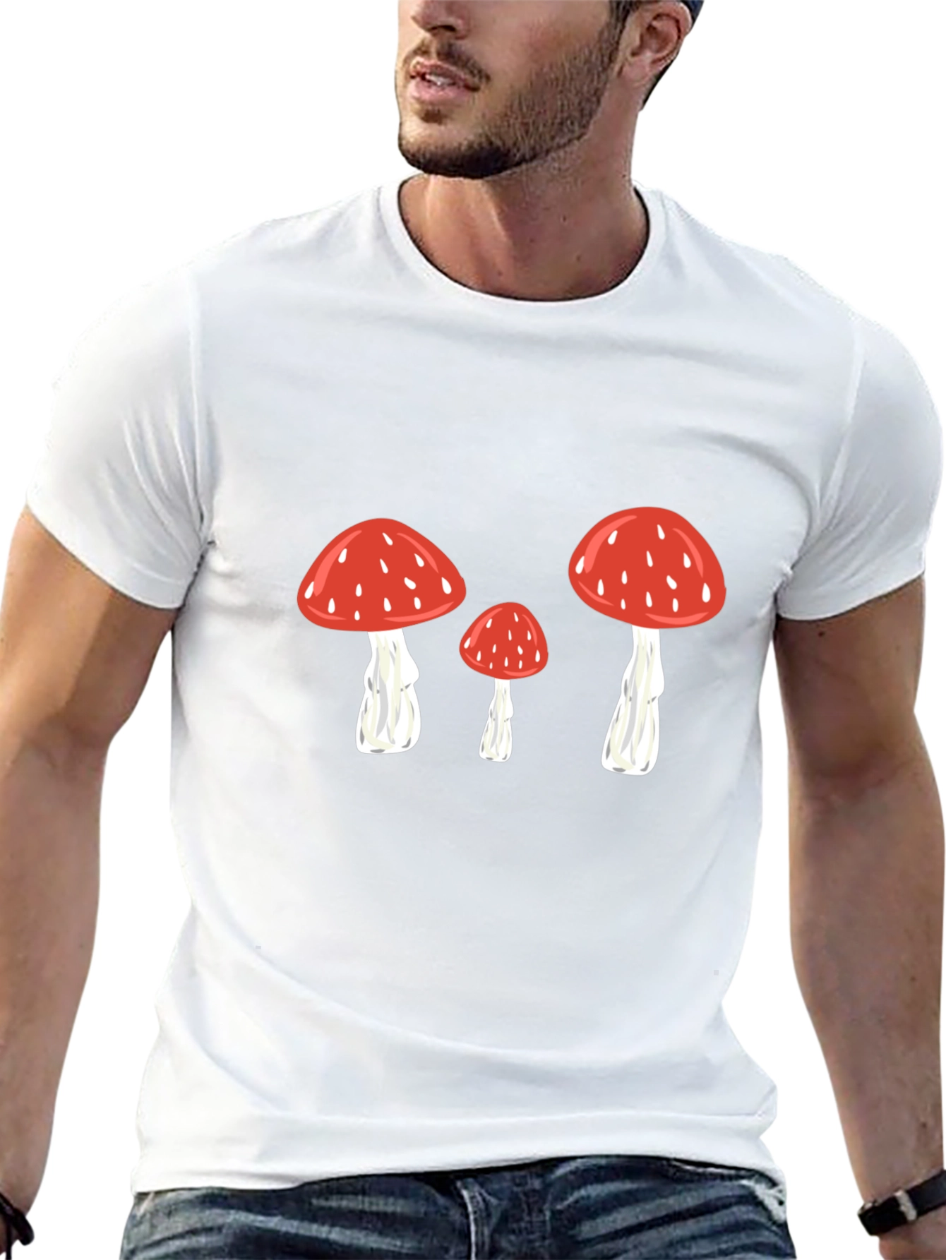 Mushroom Print Black T-Shirt