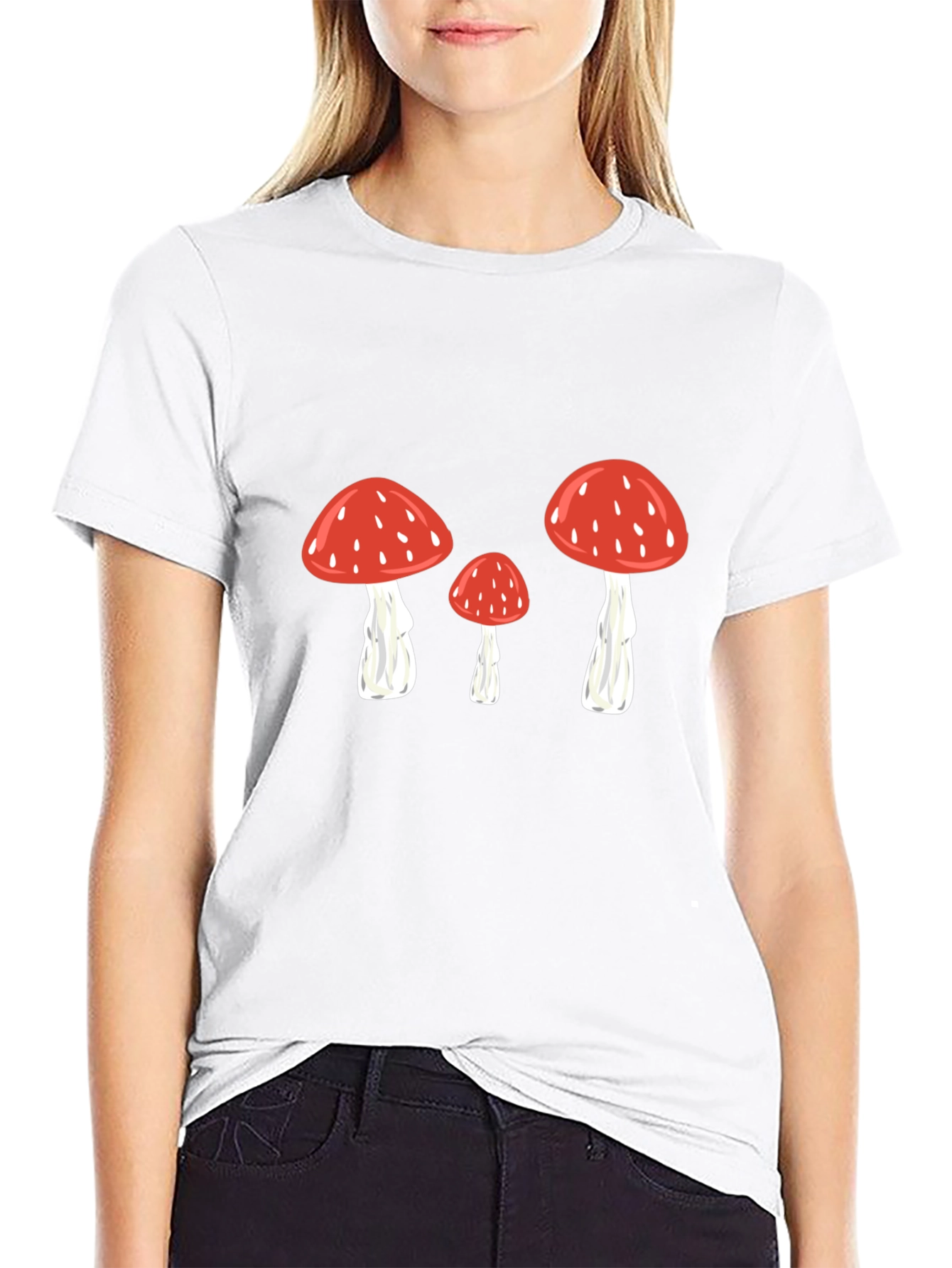 Mushroom Print Black T-Shirt