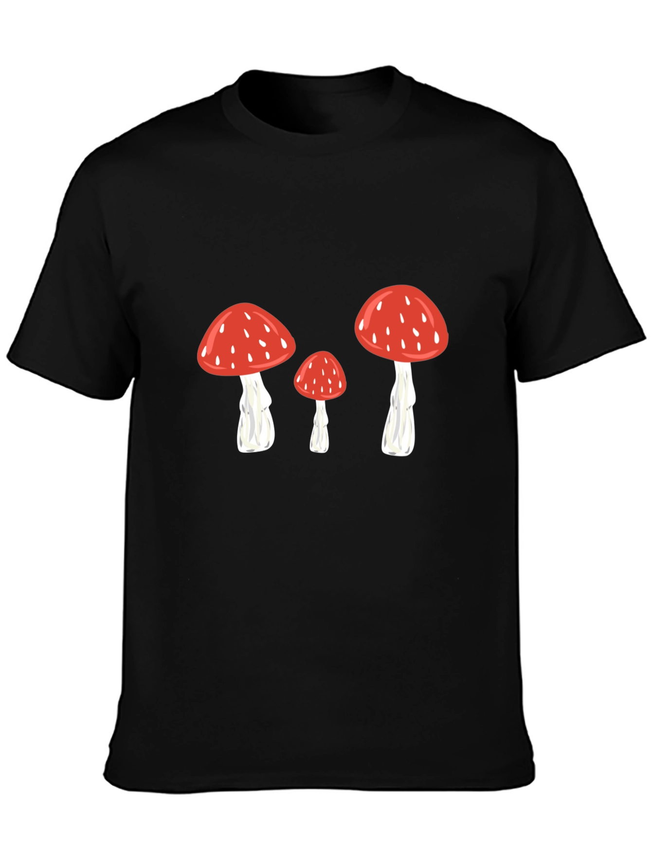Mushroom Print Black T-Shirt
