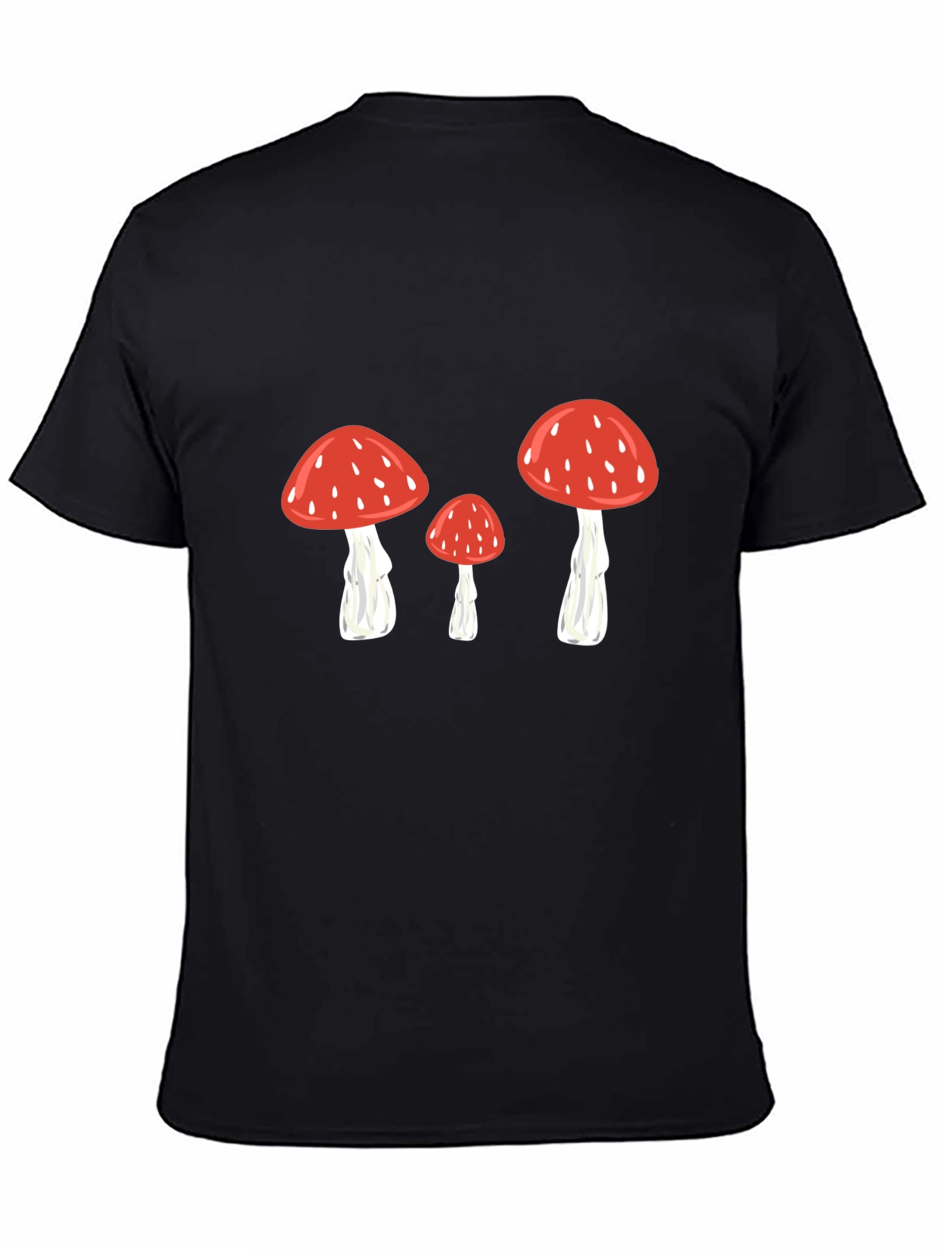 Mushroom Print Black T-Shirt