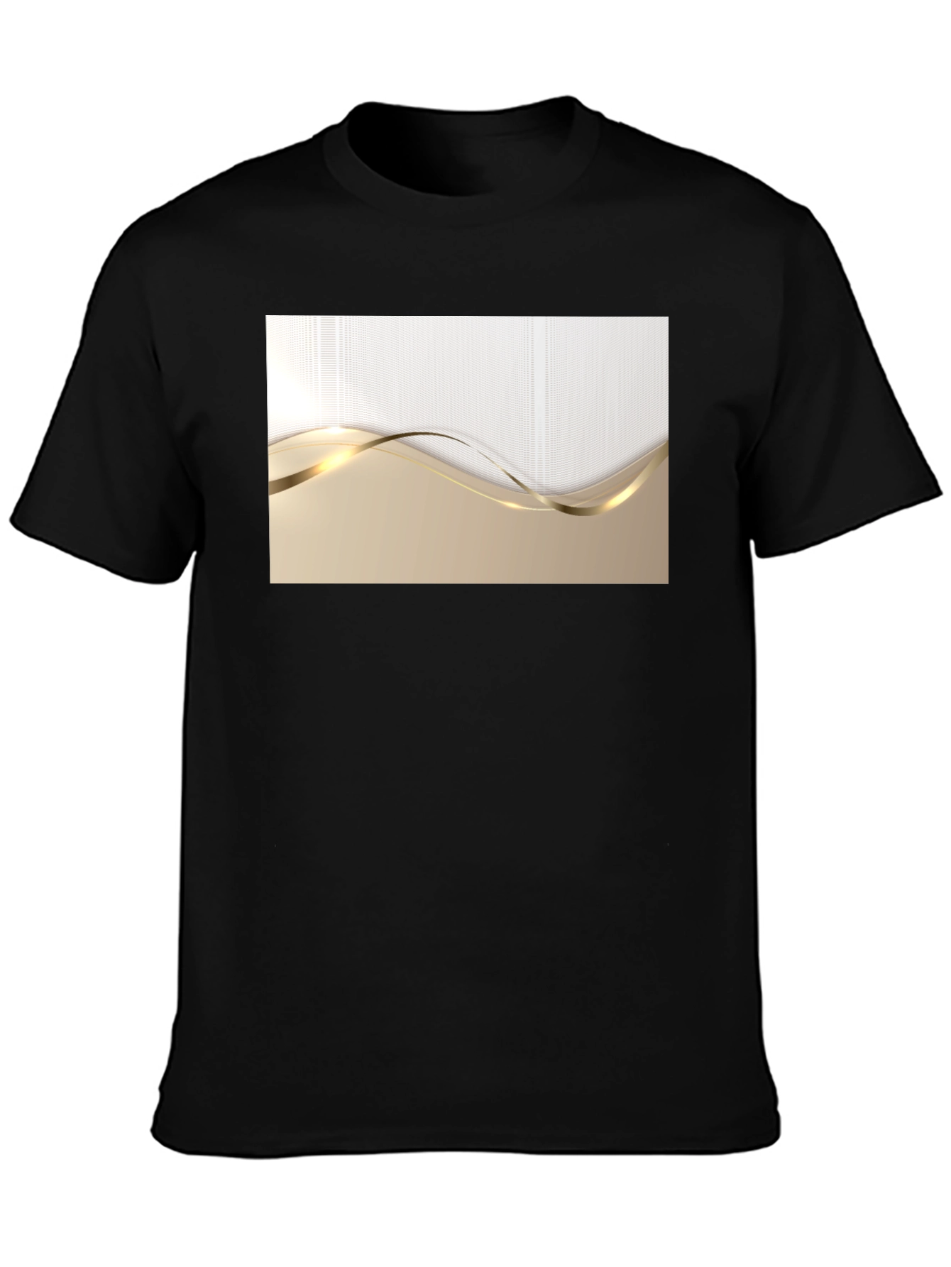 Elegant Gold Wave Graphic T-Shirt - Modern Design