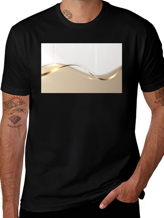 Elegant Gold Wave Graphic T-Shirt - Modern Design