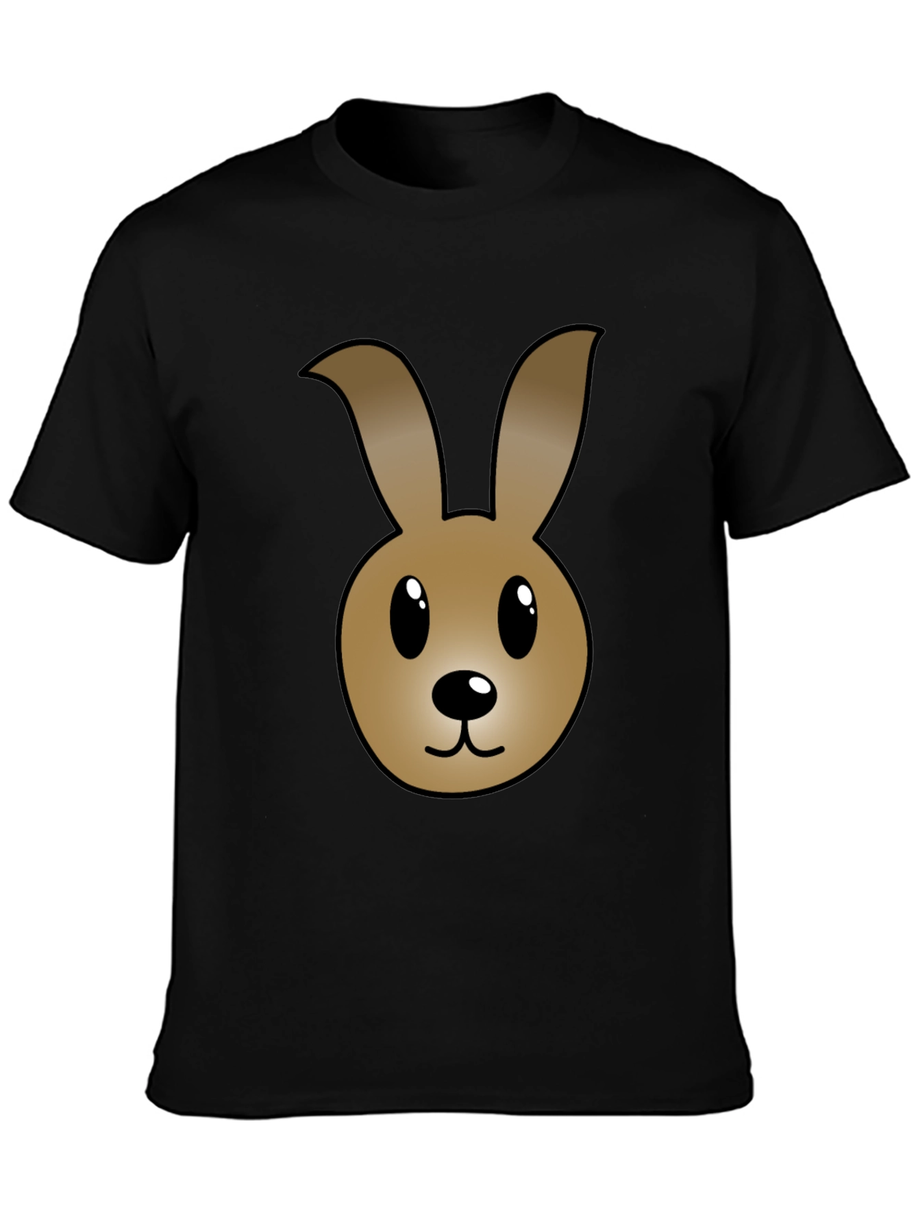 Cartoon Bunny Graphic T-Shirt - Black Cotton Tee
