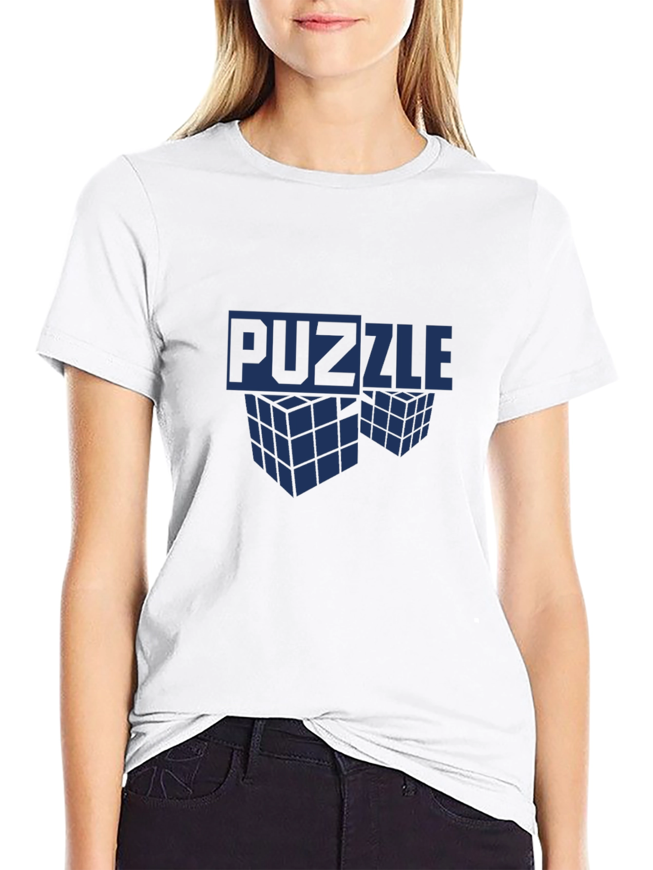 Puzzle Cube Graphic T-Shirt - Mens Crew Neck Tee