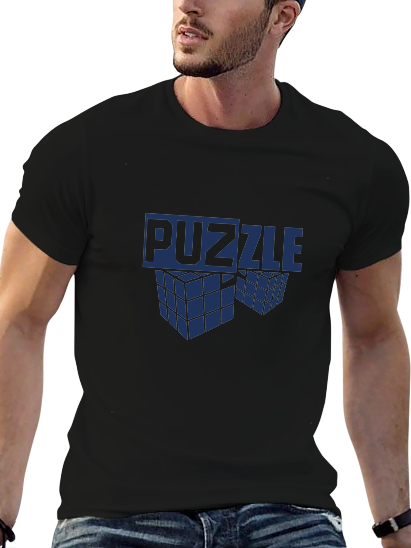 Puzzle Cube Graphic T-Shirt - Mens Crew Neck Tee
