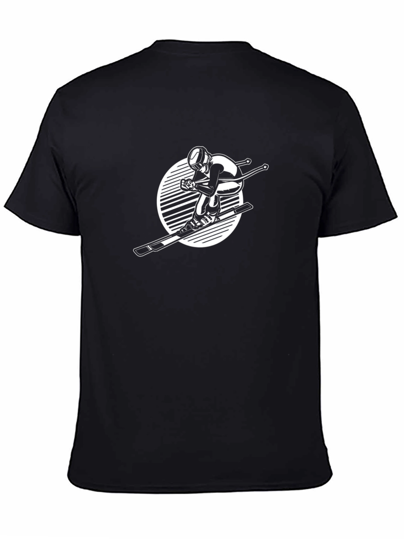 Skier Graphic Tee - Black Cotton Casual Shirt
