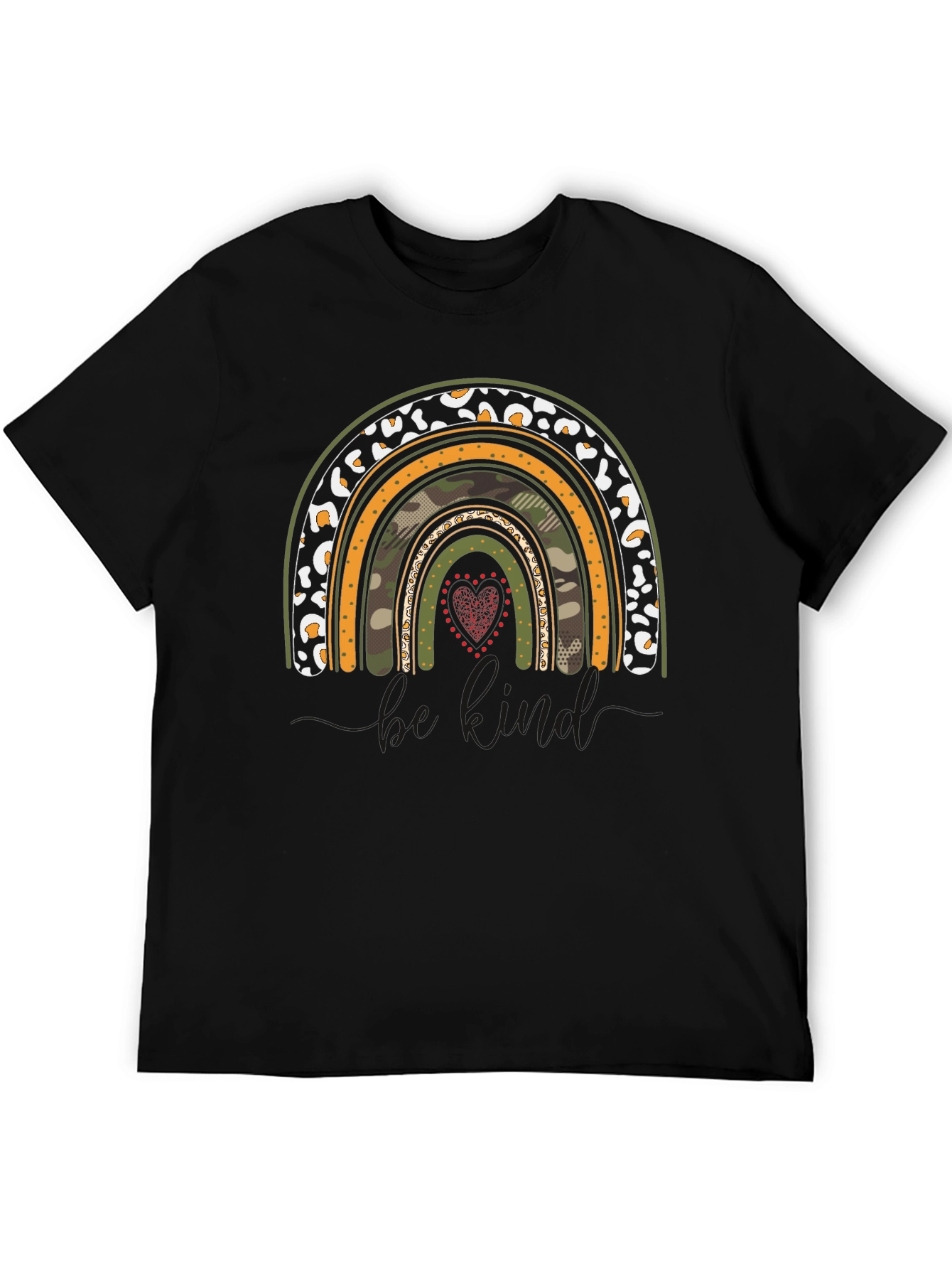 Rainbow Camo Heart Graphic T-Shirt