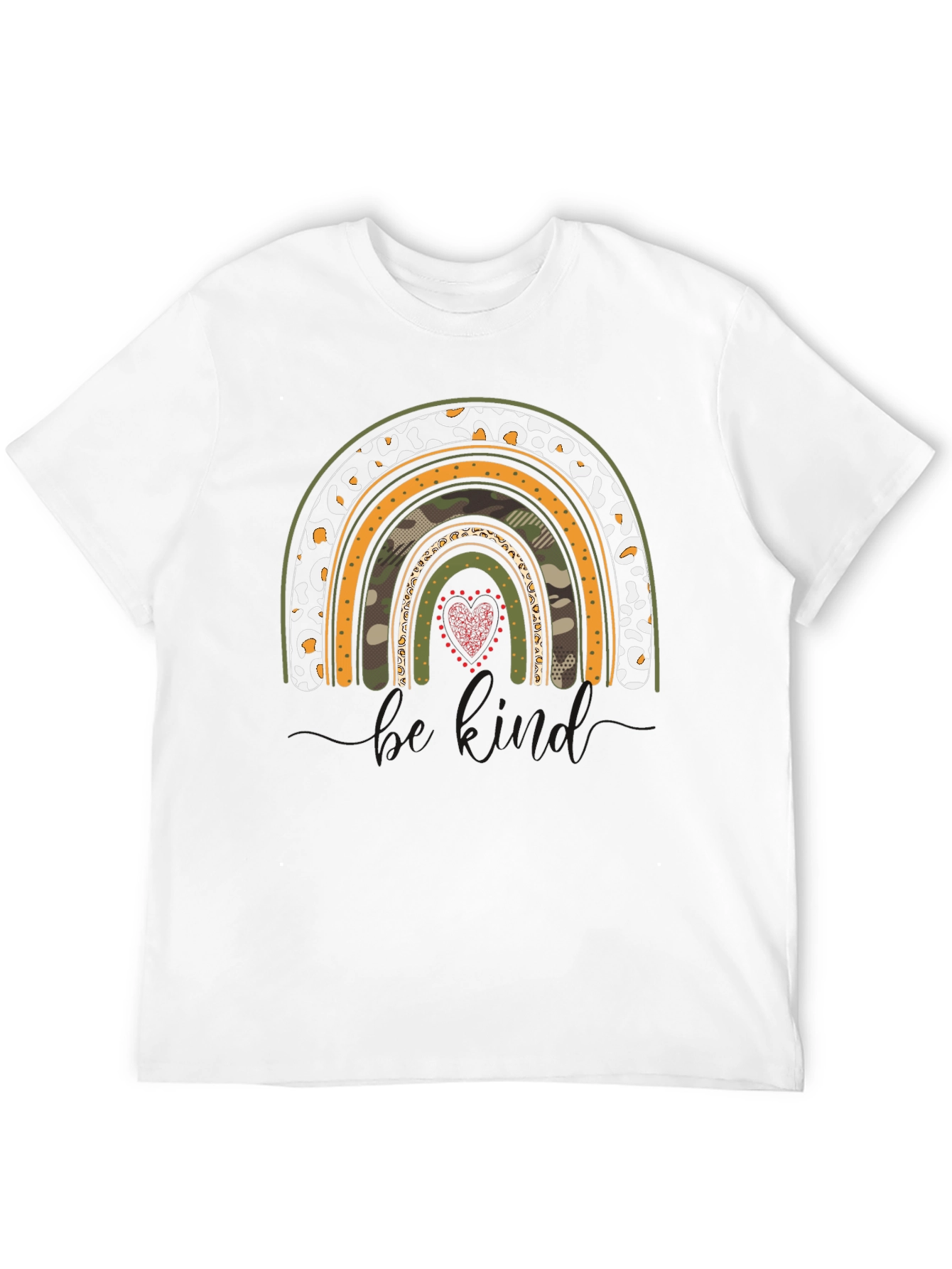 Rainbow Camo Heart Graphic T-Shirt
