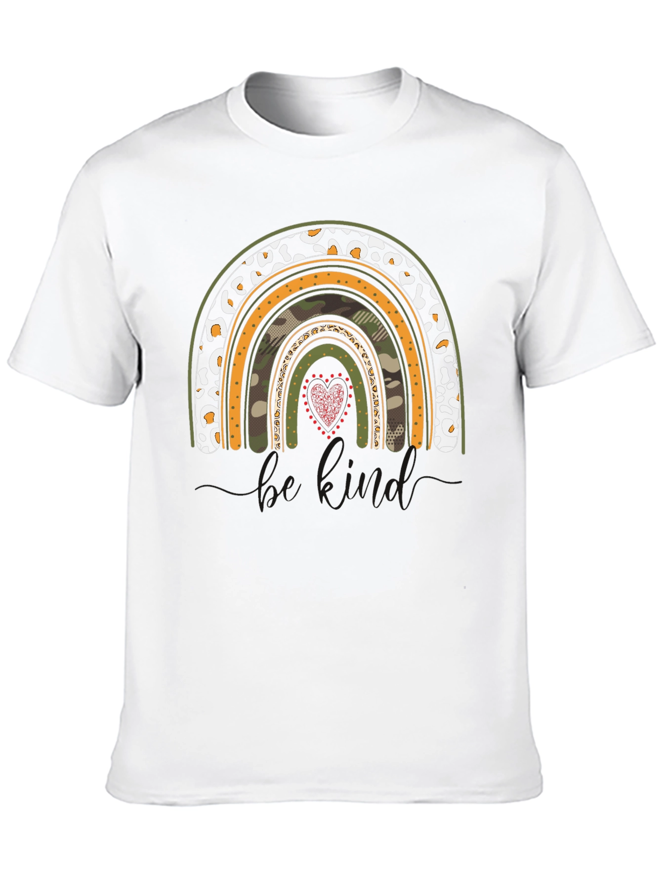 Rainbow Camo Heart Graphic T-Shirt