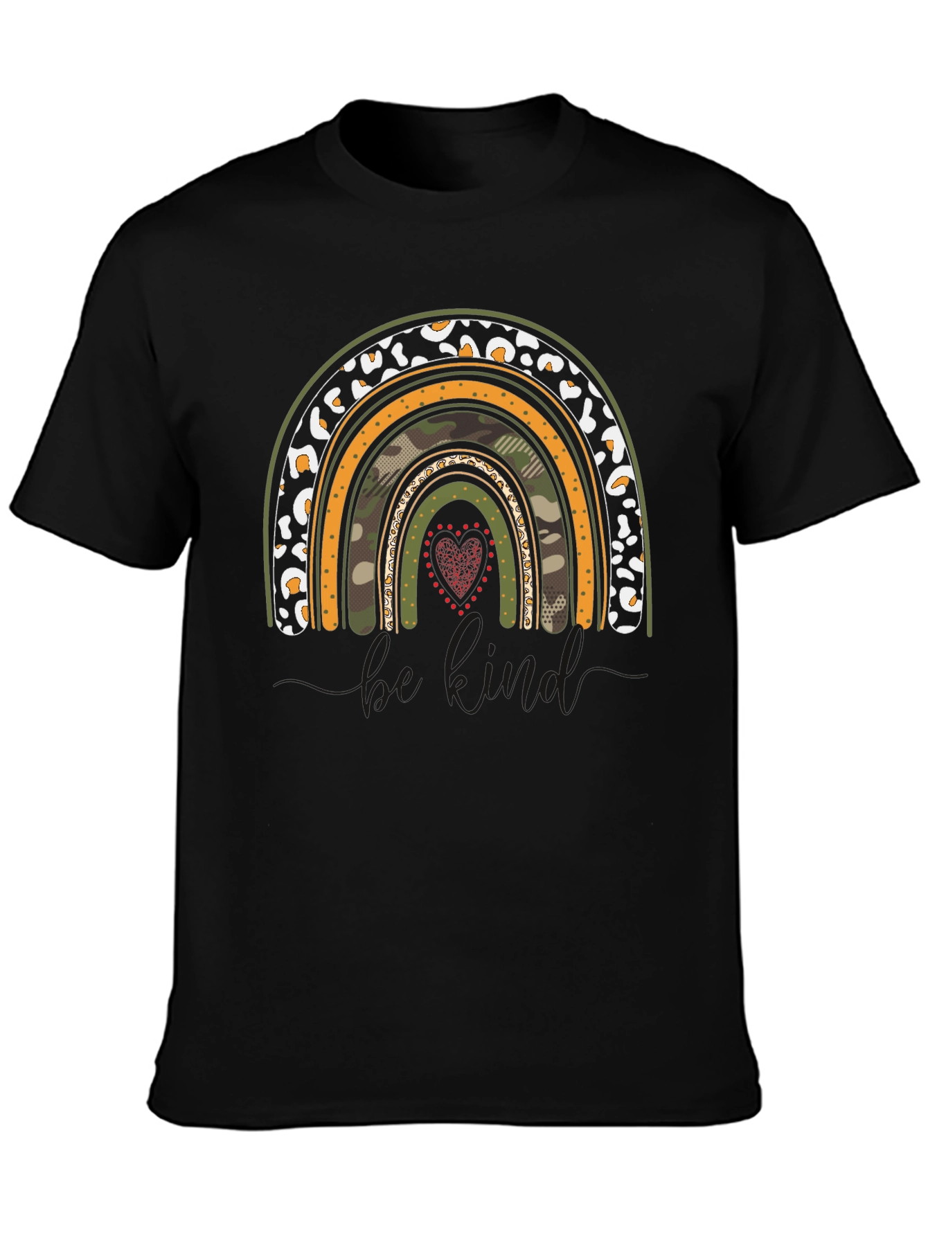 Rainbow Camo Heart Graphic T-Shirt