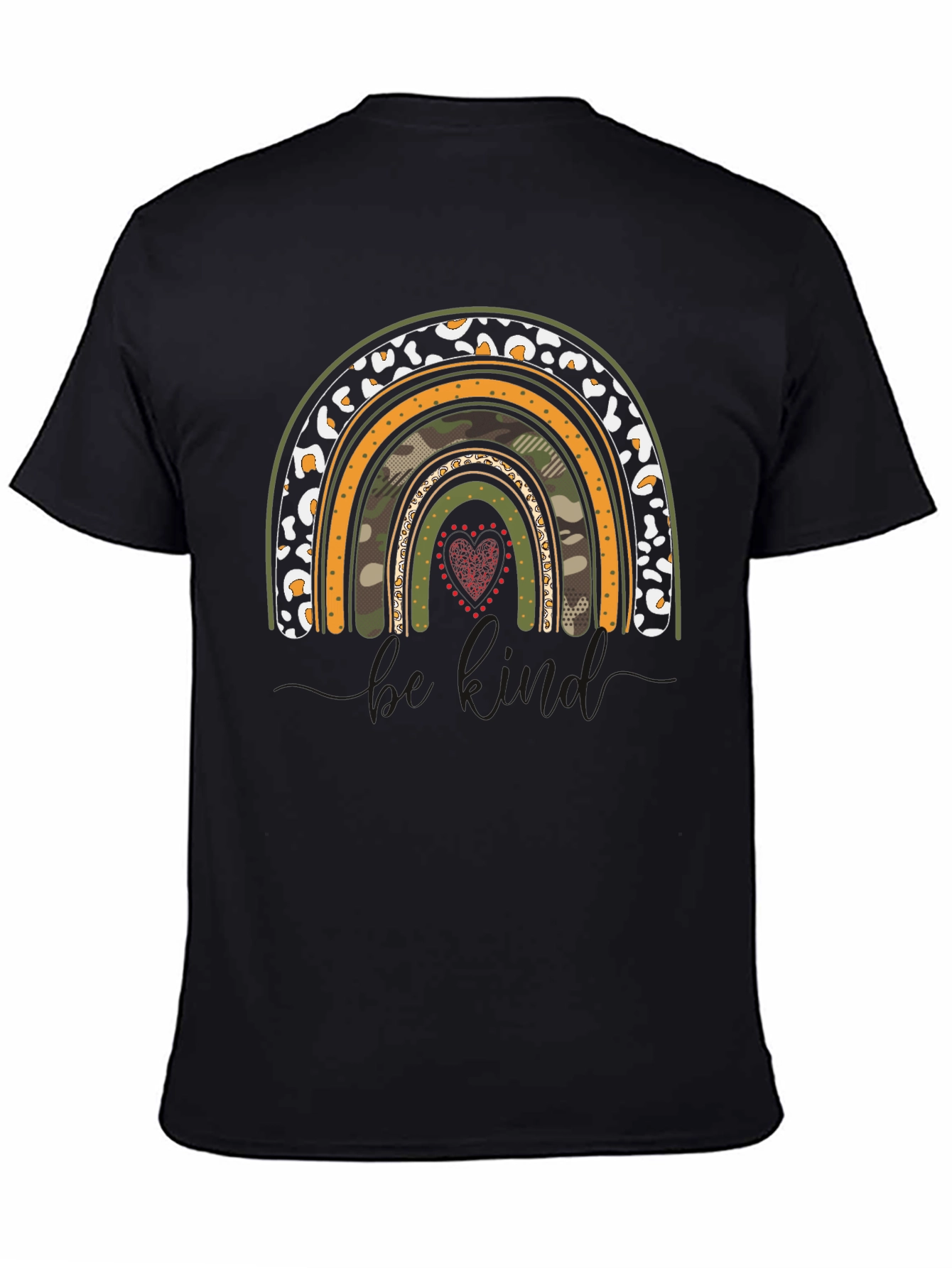 Rainbow Camo Heart Graphic T-Shirt