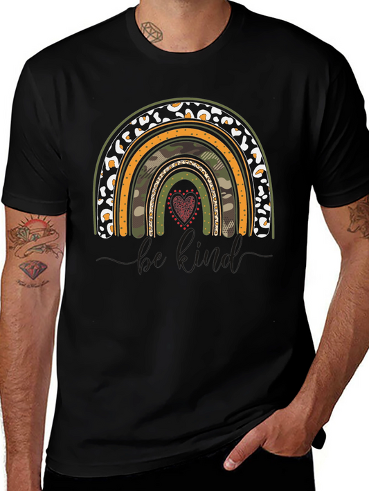Rainbow Camo Heart Graphic T-Shirt