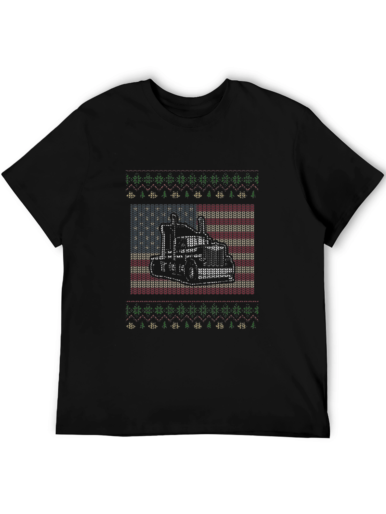 Truck American Flag Ugly Christmas Sweater T-Shirt