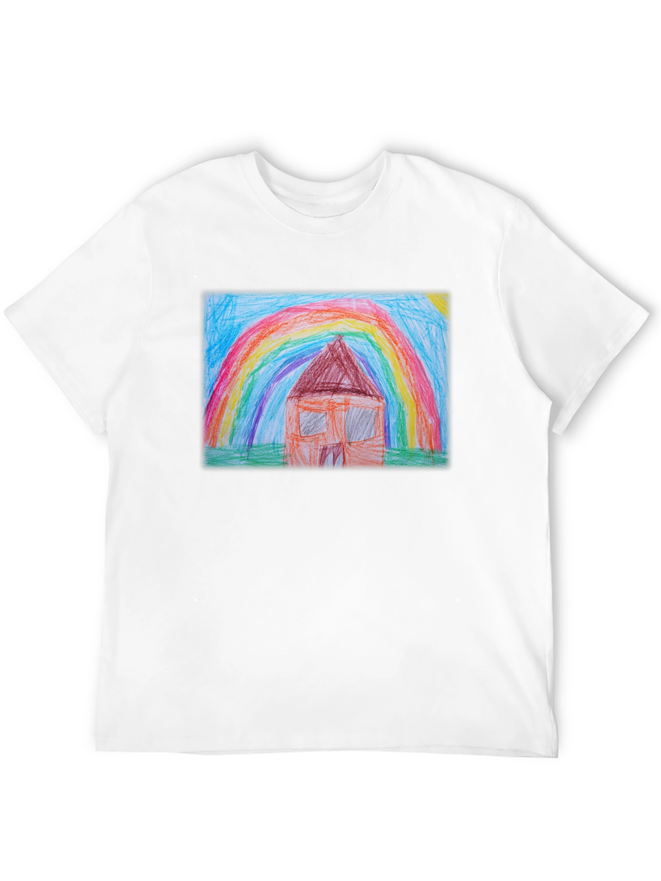 Rainbow House Graphic Tee - Black Cotton T-Shirt