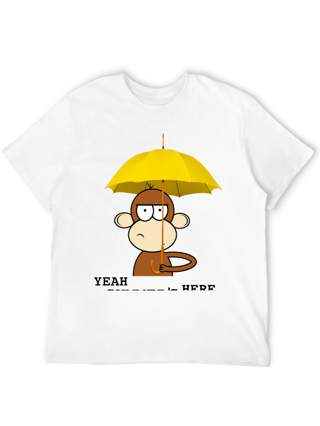Monkey Under Umbrella Black T-Shirt