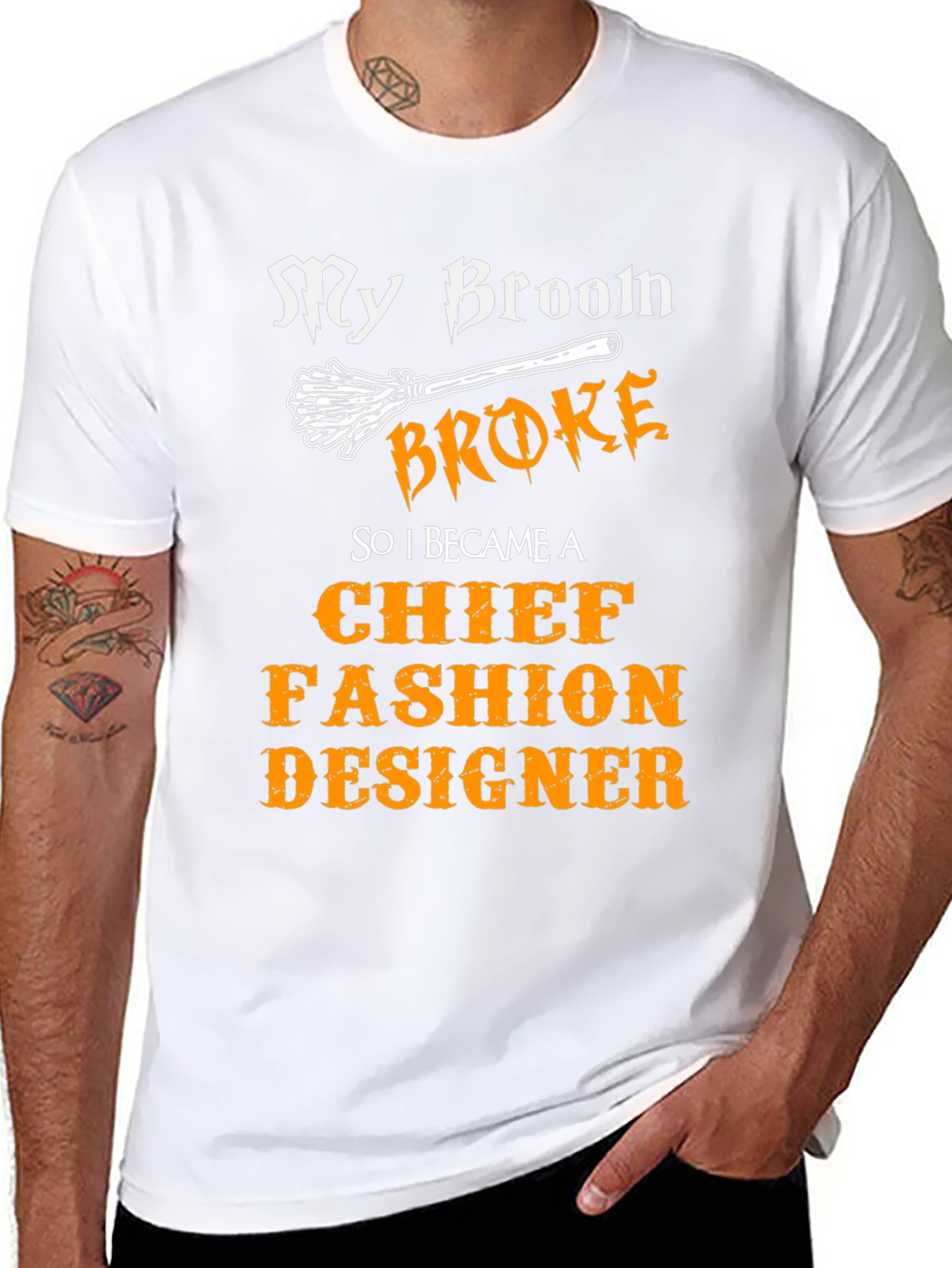 My Broom Broke Fashion Designer Novelty T-Shirt