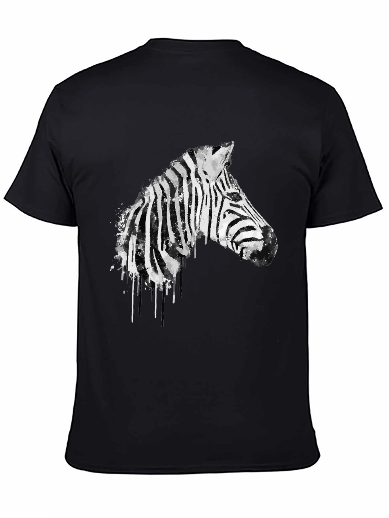 Zebra Graphic Print Mens Black T-Shirt