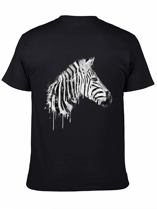 Zebra Graphic Print Mens Black T-Shirt