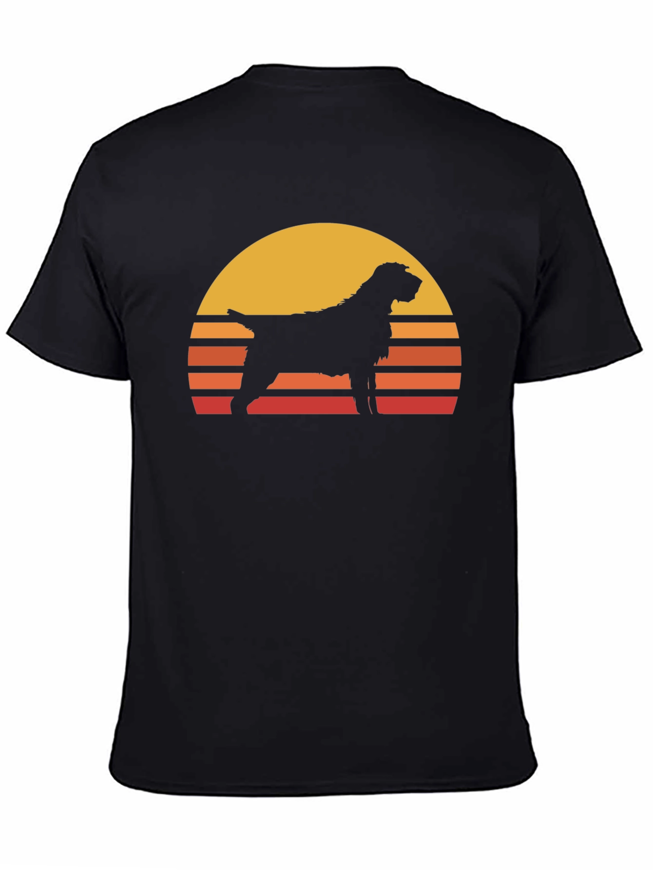 Retro Dog Sunset T-Shirt - Black